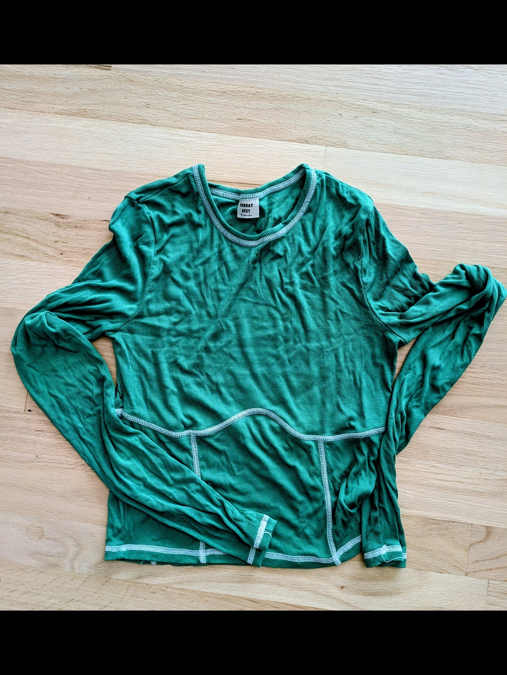 Sunday Best Emerald Green Long Sleeve Crewneck Top